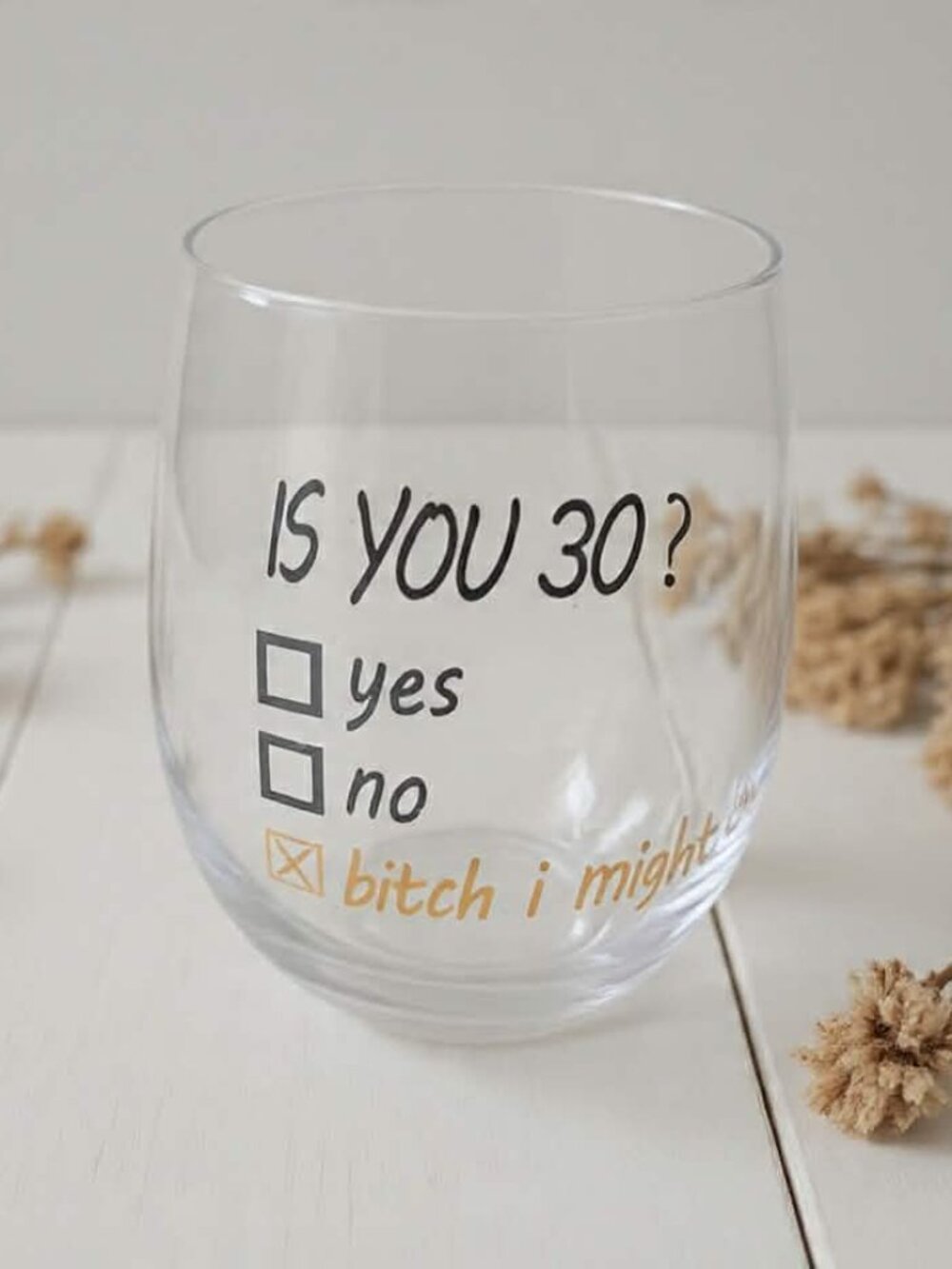 30th Birthday Gift for Women and Men Wine Glass - Is You 30 Quote